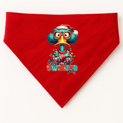 Ugly Sweater Party Funny Sarcastic Grumpy Duck Christmas USA-Made Doggie Bandana