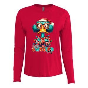 Ugly Sweater Party Funny Sarcastic Grumpy Duck Christmas Womens Cotton Relaxed Long Sleeve T-Shirt