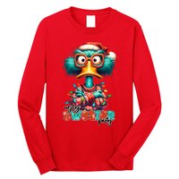 Ugly Sweater Party Funny Sarcastic Grumpy Duck Christmas Long Sleeve Shirt