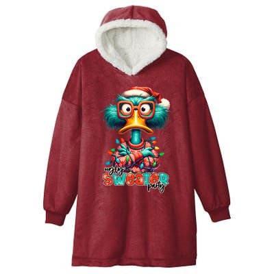 Ugly Sweater Party Funny Sarcastic Grumpy Duck Christmas Hooded Wearable Blanket
