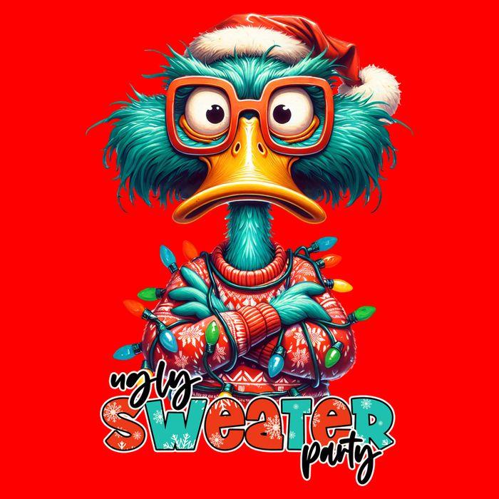 Ugly Sweater Party Funny Sarcastic Grumpy Duck Christmas Button