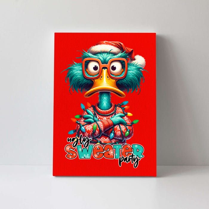 Ugly Sweater Party Funny Sarcastic Grumpy Duck Christmas Canvas