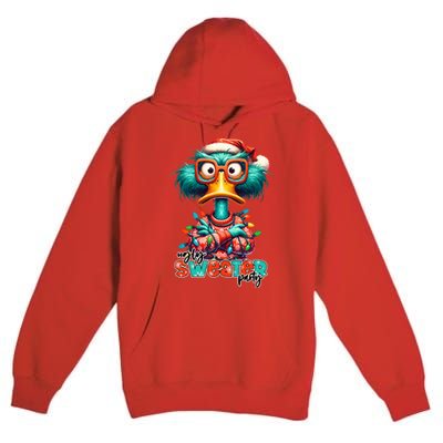 Ugly Sweater Party Funny Sarcastic Grumpy Duck Christmas Premium Pullover Hoodie