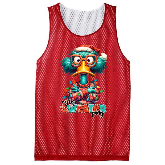 Ugly Sweater Party Funny Sarcastic Grumpy Duck Christmas Mesh Reversible Basketball Jersey Tank