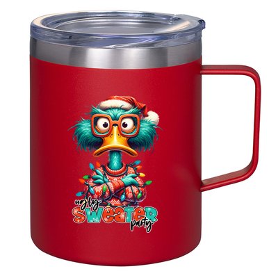 Ugly Sweater Party Funny Sarcastic Grumpy Duck Christmas 12oz Stainless Steel Coffee Mug