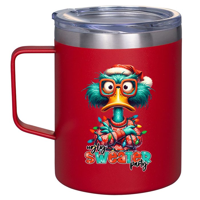 Ugly Sweater Party Funny Sarcastic Grumpy Duck Christmas 12oz Stainless Steel Coffee Mug