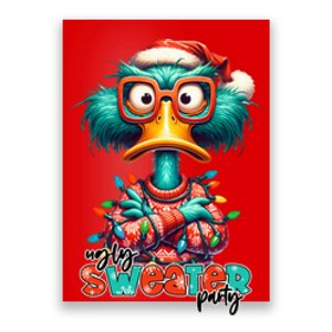 Ugly Sweater Party Funny Sarcastic Grumpy Duck Christmas Poster