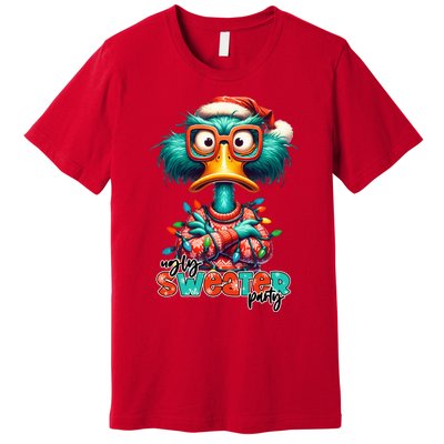 Ugly Sweater Party Funny Sarcastic Grumpy Duck Christmas Premium T-Shirt