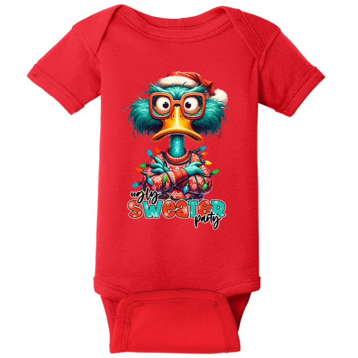 Ugly Sweater Party Funny Sarcastic Grumpy Duck Christmas Baby Bodysuit