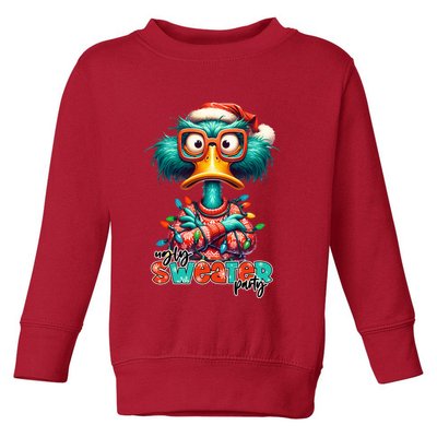 Ugly Sweater Party Funny Sarcastic Grumpy Duck Christmas Toddler Sweatshirt