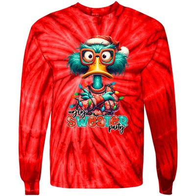 Ugly Sweater Party Funny Sarcastic Grumpy Duck Christmas Tie-Dye Long Sleeve Shirt