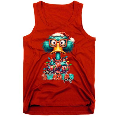 Ugly Sweater Party Funny Sarcastic Grumpy Duck Christmas Tank Top