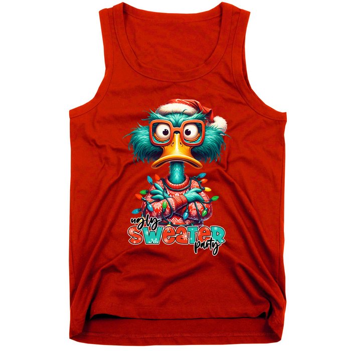 Ugly Sweater Party Funny Sarcastic Grumpy Duck Christmas Tank Top