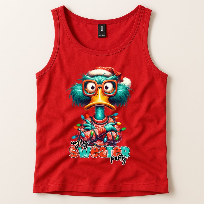 Ugly Sweater Party Funny Sarcastic Grumpy Duck Christmas Tank Top