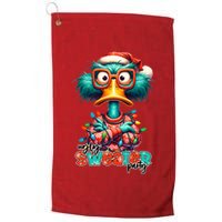 Ugly Sweater Party Funny Sarcastic Grumpy Duck Christmas Golf Towel
