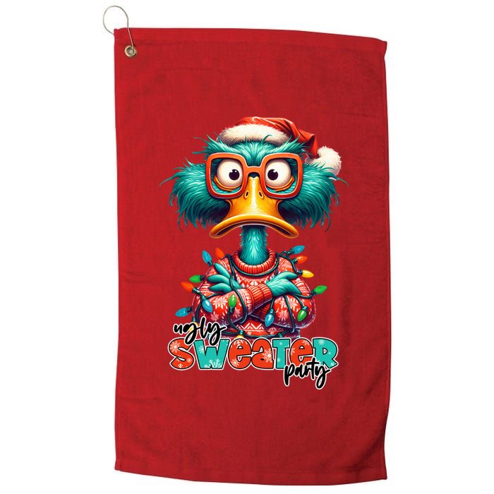 Ugly Sweater Party Funny Sarcastic Grumpy Duck Christmas Golf Towel