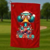 Ugly Sweater Party Funny Sarcastic Grumpy Duck Christmas Golf Towel