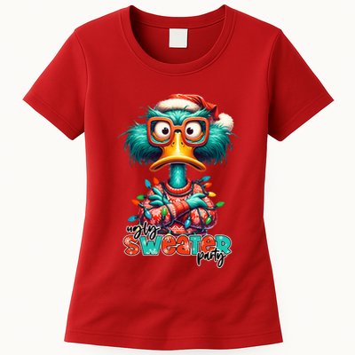 Ugly Sweater Party Funny Sarcastic Grumpy Duck Christmas Womens T-Shirt