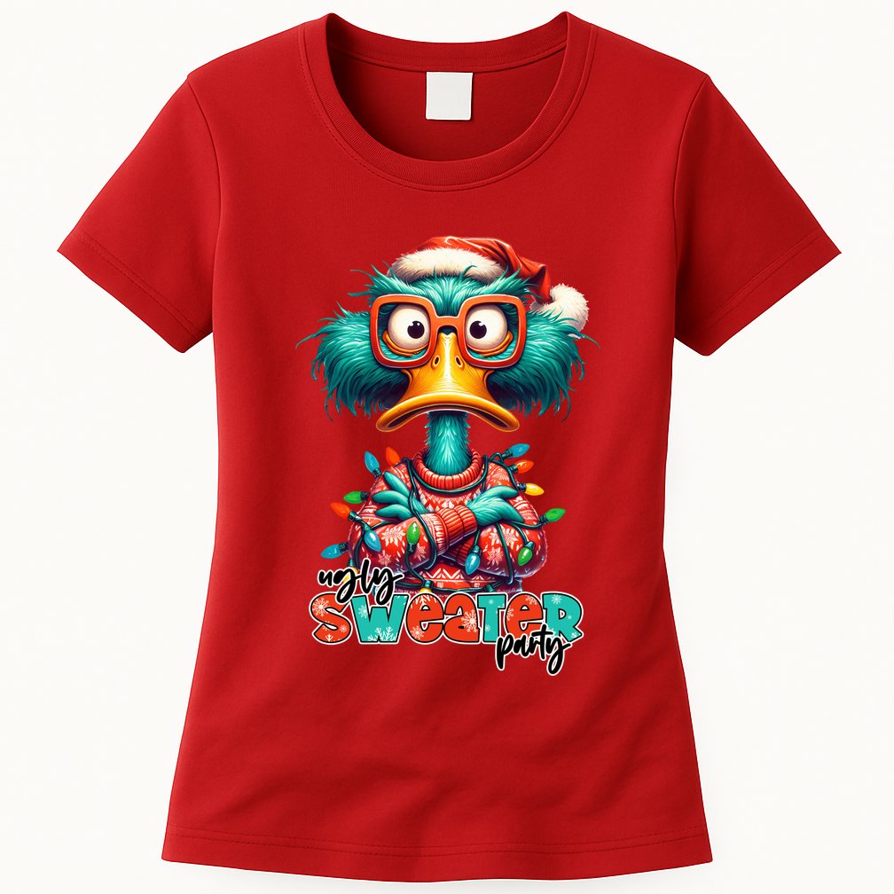 Ugly Sweater Party Funny Sarcastic Grumpy Duck Christmas Womens T-Shirt