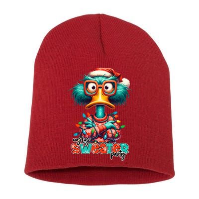 Ugly Sweater Party Funny Sarcastic Grumpy Duck Christmas Short Acrylic Beanie