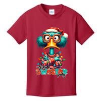 Ugly Sweater Party Funny Sarcastic Grumpy Duck Christmas Kids T-Shirt