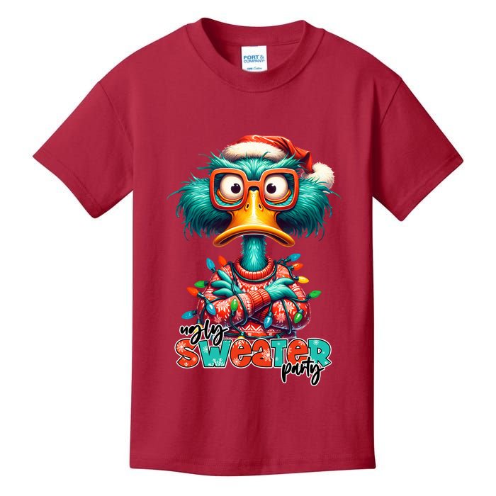 Ugly Sweater Party Funny Sarcastic Grumpy Duck Christmas Kids T-Shirt