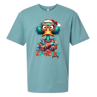 Ugly Sweater Party Funny Sarcastic Grumpy Duck Christmas Sueded Cloud Jersey T-Shirt