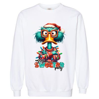 Ugly Sweater Party Funny Sarcastic Grumpy Duck Christmas Garment-Dyed Sweatshirt