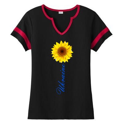 Ukraine Sunflower Peace Stop War Stand With Ukraine Ladies Halftime Notch Neck Tee