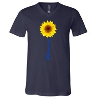 Ukraine Sunflower Peace Stop War Stand With Ukraine V-Neck T-Shirt