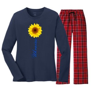 Ukraine Sunflower Peace Stop War Stand With Ukraine Women's Long Sleeve Flannel Pajama Set 