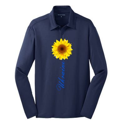 Ukraine Sunflower Peace Stop War Stand With Ukraine Silk Touch Performance Long Sleeve Polo