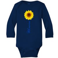 Ukraine Sunflower Peace Stop War Stand With Ukraine Baby Long Sleeve Bodysuit