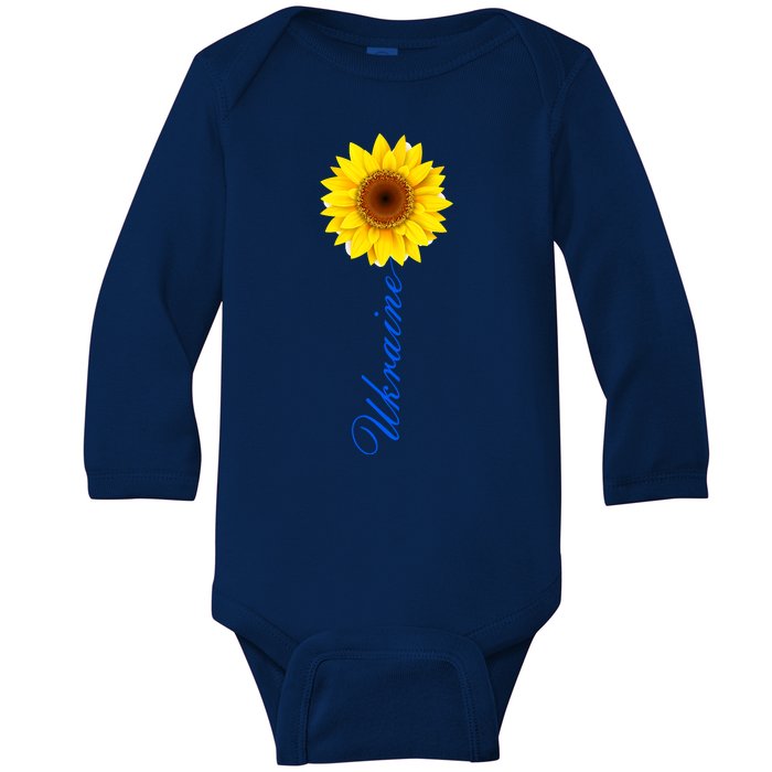 Ukraine Sunflower Peace Stop War Stand With Ukraine Baby Long Sleeve Bodysuit