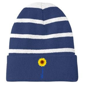 Ukraine Sunflower Peace Stop War Stand With Ukraine Striped Beanie with Solid Band