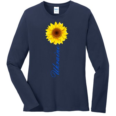 Ukraine Sunflower Peace Stop War Stand With Ukraine Ladies Long Sleeve Shirt