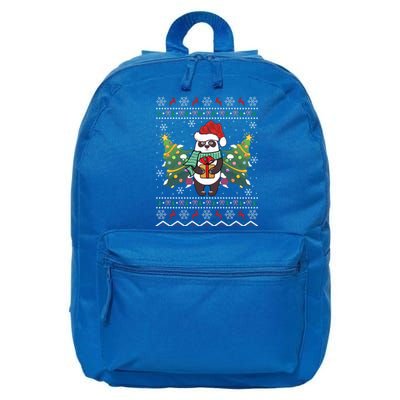 Ugly Sweater Panda Lover Xmas Tree Santa Panda Christmas Gift 16 in Basic Backpack