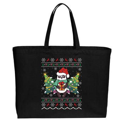 Ugly Sweater Panda Lover Xmas Tree Santa Panda Christmas Gift Cotton Canvas Jumbo Tote