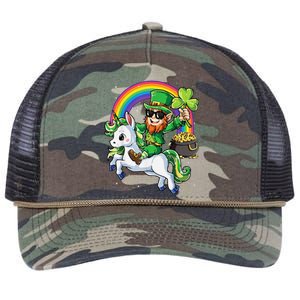 Unicorn St Patricks Day Leprechaun Shamrock Retro Rope Trucker Hat Cap