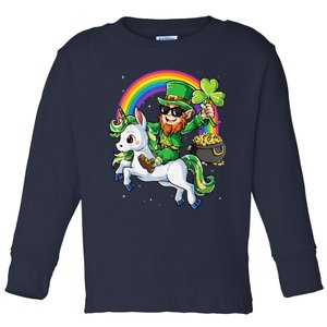 Unicorn St Patricks Day Leprechaun Shamrock Toddler Long Sleeve Shirt