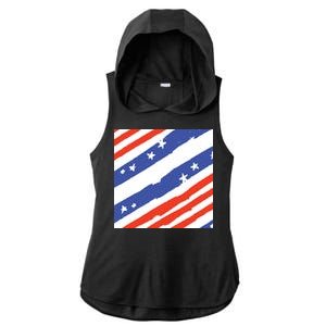 United States Patriotic Flag Ladies PosiCharge Tri-Blend Wicking Draft Hoodie Tank