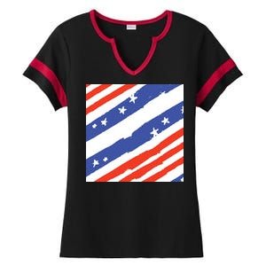 United States Patriotic Flag Ladies Halftime Notch Neck Tee