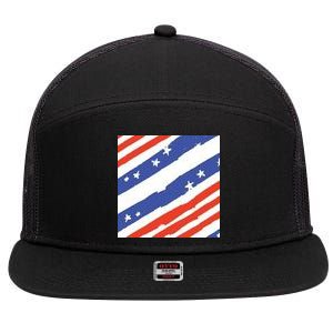 United States Patriotic Flag 7 Panel Mesh Trucker Snapback Hat