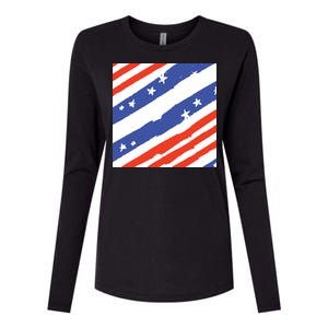 United States Patriotic Flag Womens Cotton Relaxed Long Sleeve T-Shirt