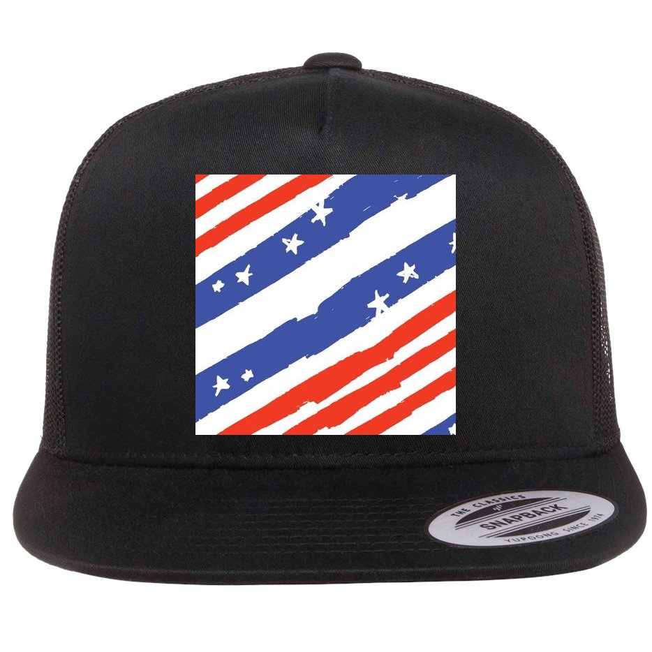 United States Patriotic Flag Flat Bill Trucker Hat