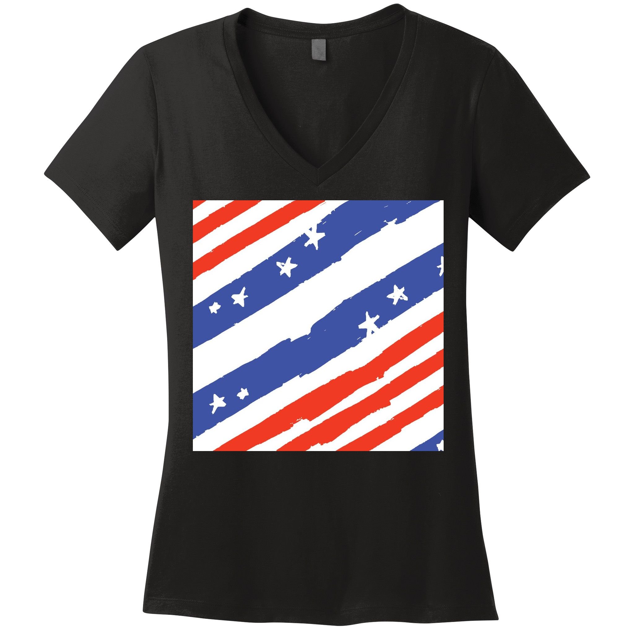 United States Patriotic Flag Women's V-Neck T-Shirt