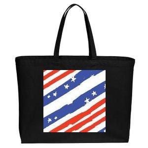 United States Patriotic Flag Cotton Canvas Jumbo Tote