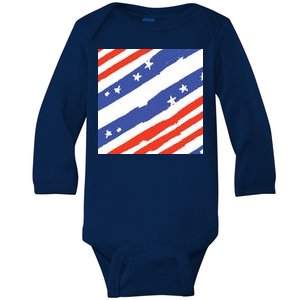 United States Patriotic Flag Baby Long Sleeve Bodysuit