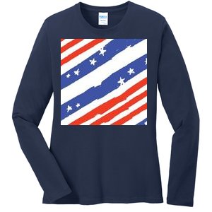 United States Patriotic Flag Ladies Long Sleeve Shirt