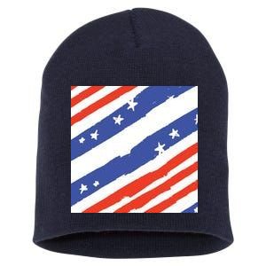 United States Patriotic Flag Short Acrylic Beanie